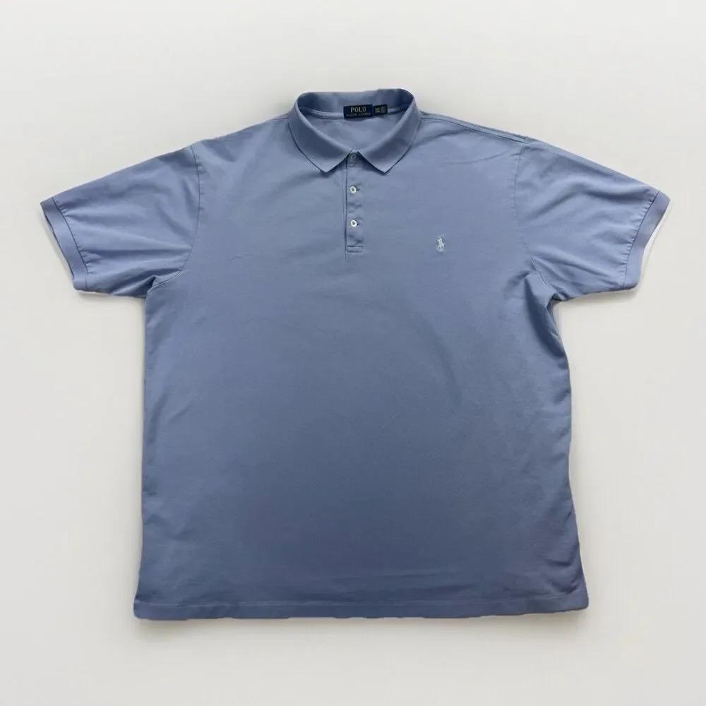Polo Ralph Lauren Polo Shirt Mens 2XLT Blue Stretch Cotton Short Sleeve Big Tall